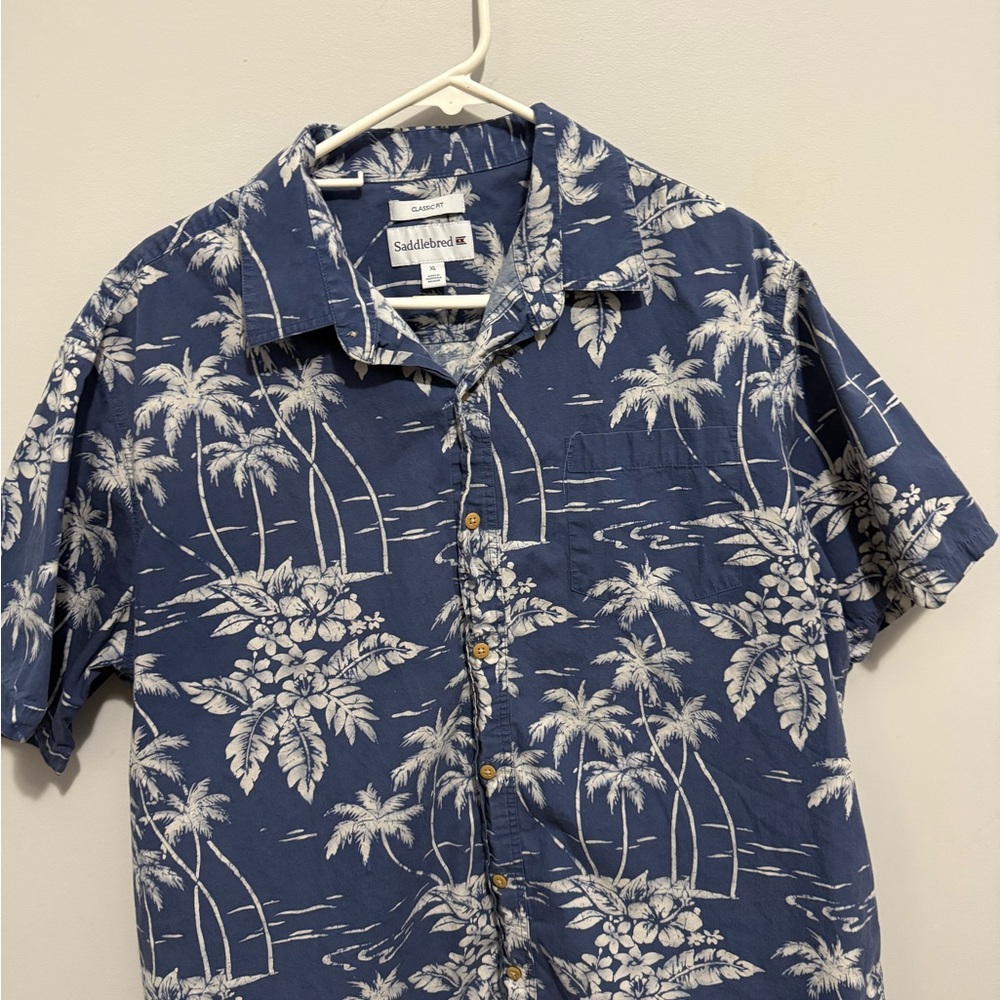 Saddlebred Blue and White Casual Button Down Shirt